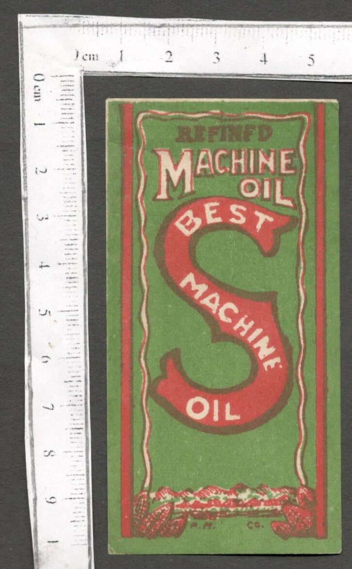 AOP India SINGER MACHINE OIL vintage imitator's label c.1940-50