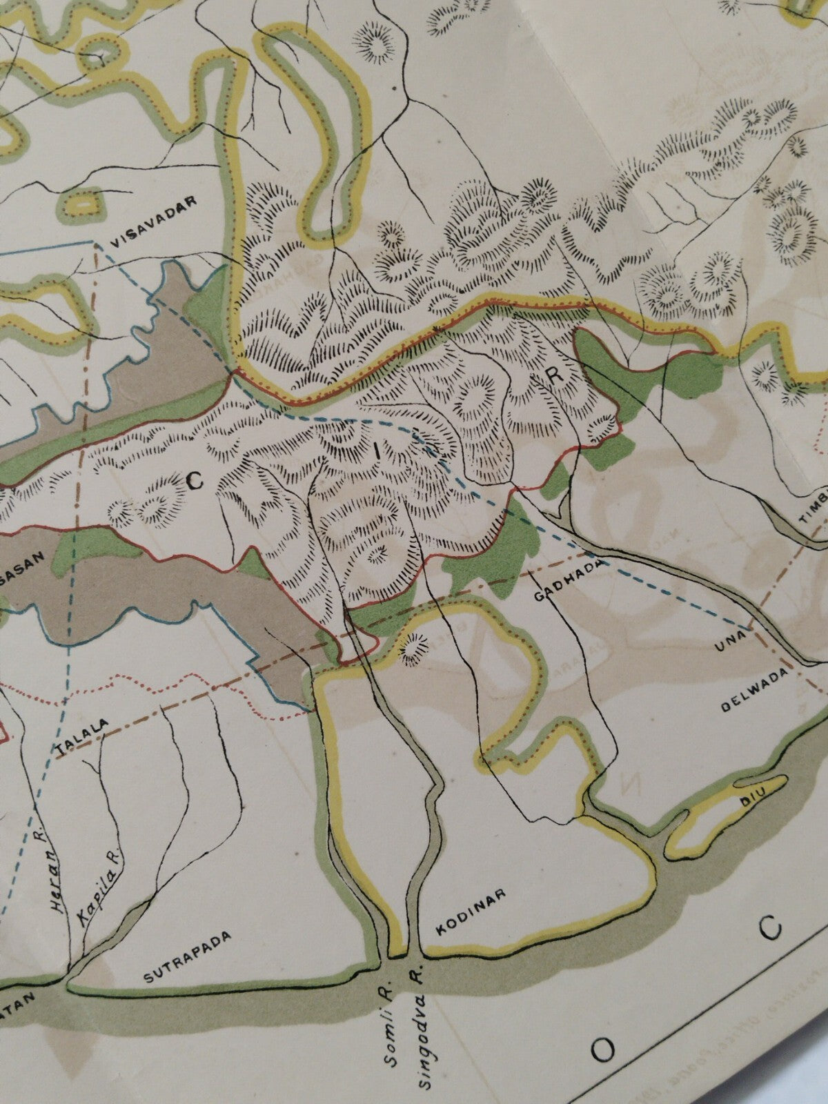 AOP India 1913 MAP of Junagadh State 33x48cm