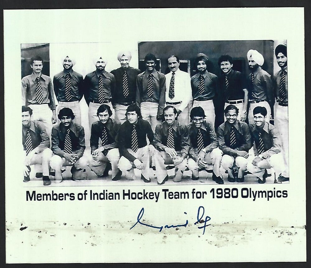 India 1980 Olympics Medal Team photo signed player GURNAIL SINGH