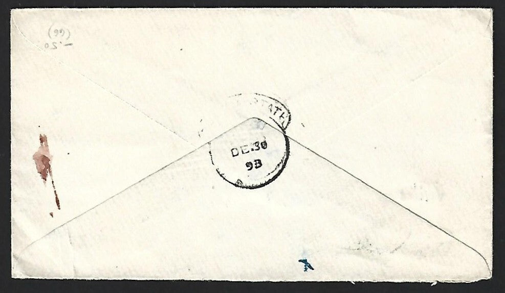 India PATIALA STATE QV 1/2a green env internal use 1898. HG #B9