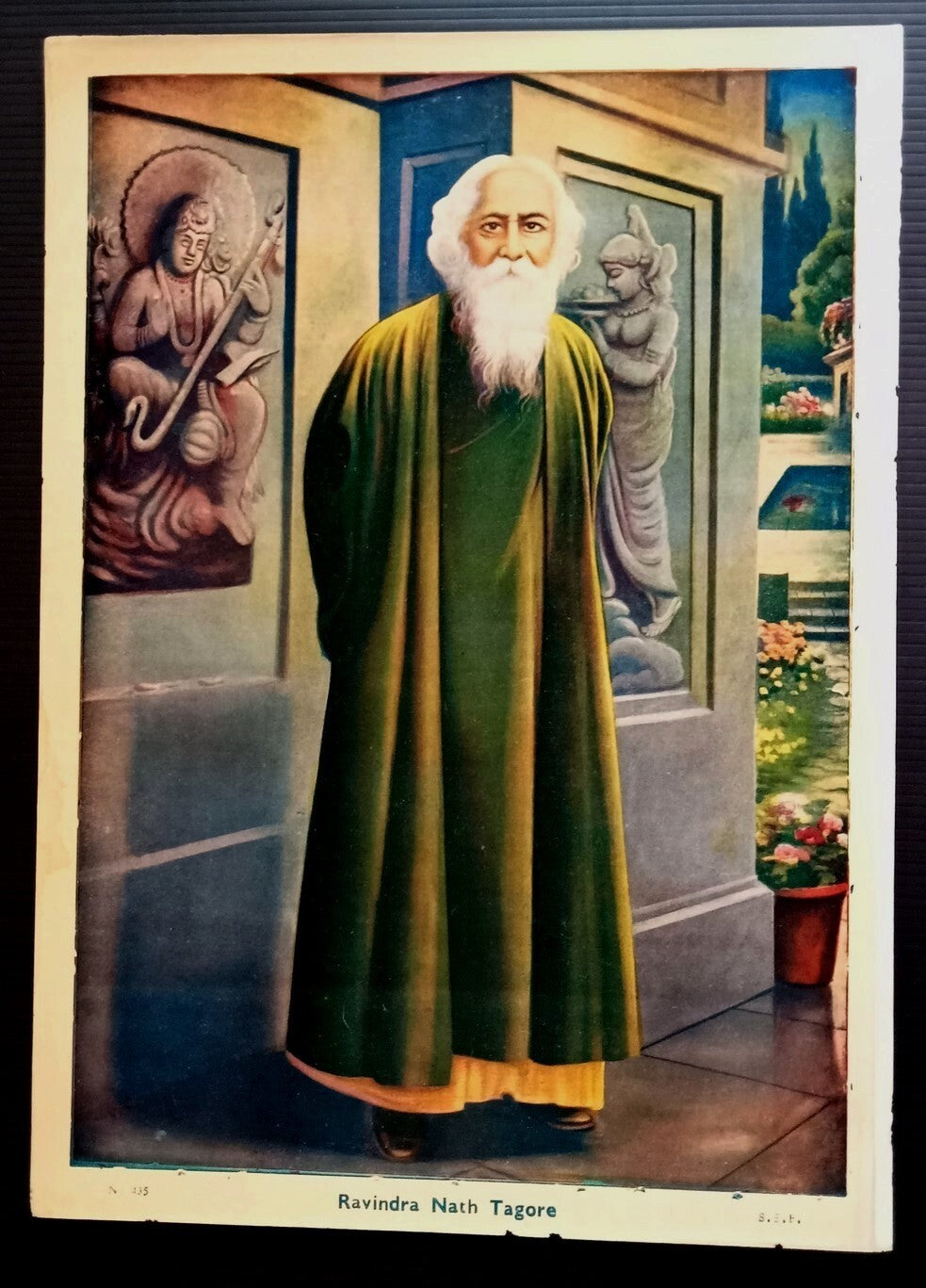 India vintage poster Rabindranath Tagore 10"x14" inches by S S Brijbasi