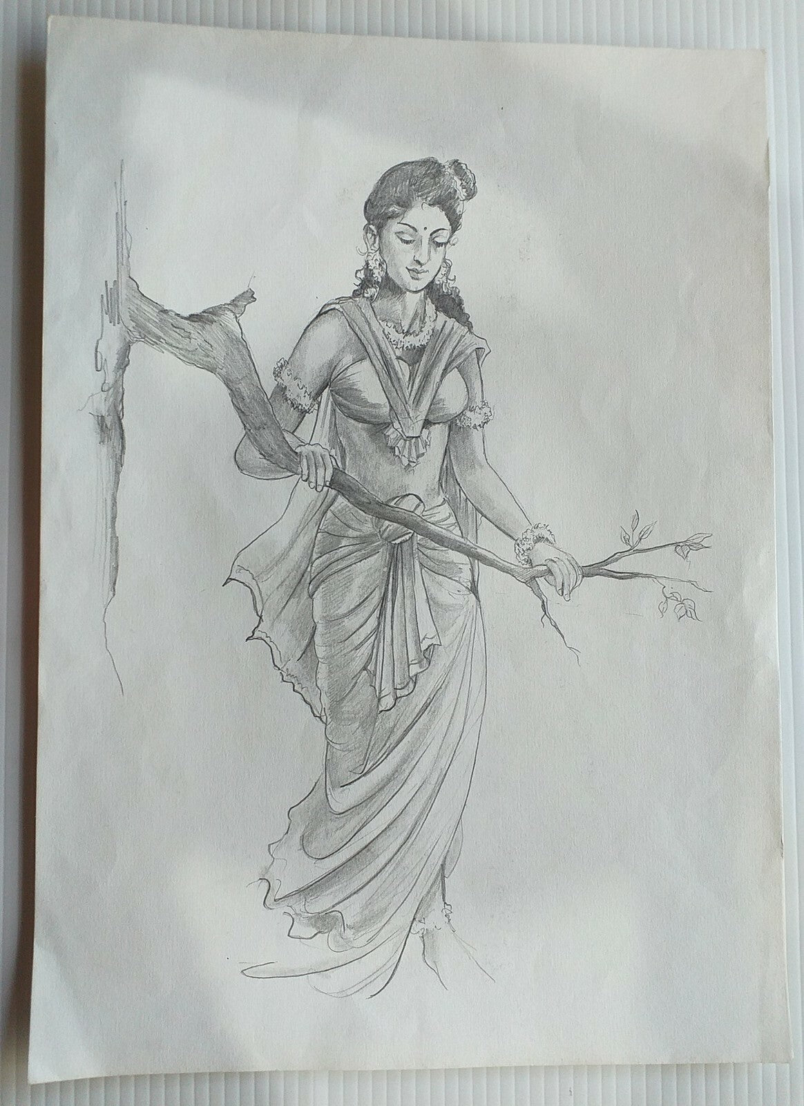Indian Beauty pencil drawing on card 11.5” x 16.5”