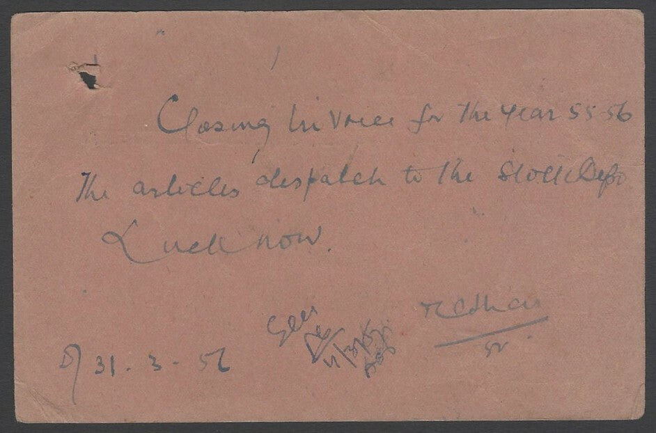 AOP British India Service Card used 1956