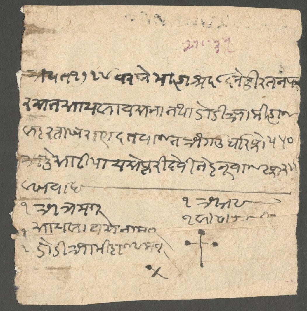 AOP India 1672 (Samvat 1729) Chilka Dak entire with guild sign TWO CROSSES