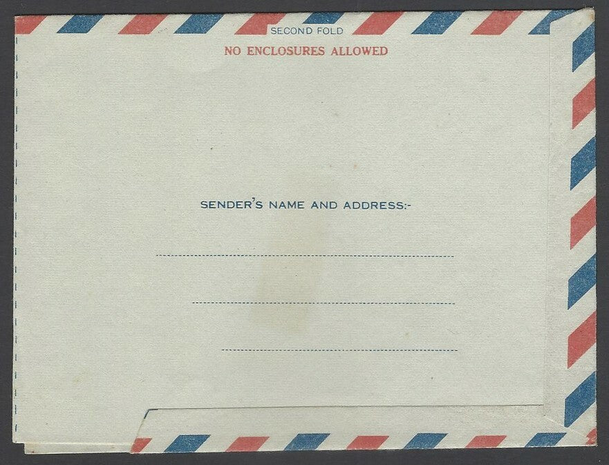 India 0.55 air letter uprated 10np Map unused HG #FG36
