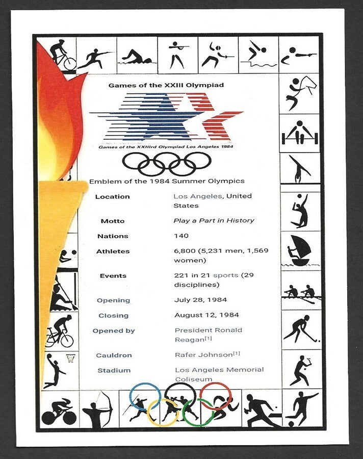 India 2024 Paris Olympics maxi card with 1984 Los Angeles, US Olympics cachet