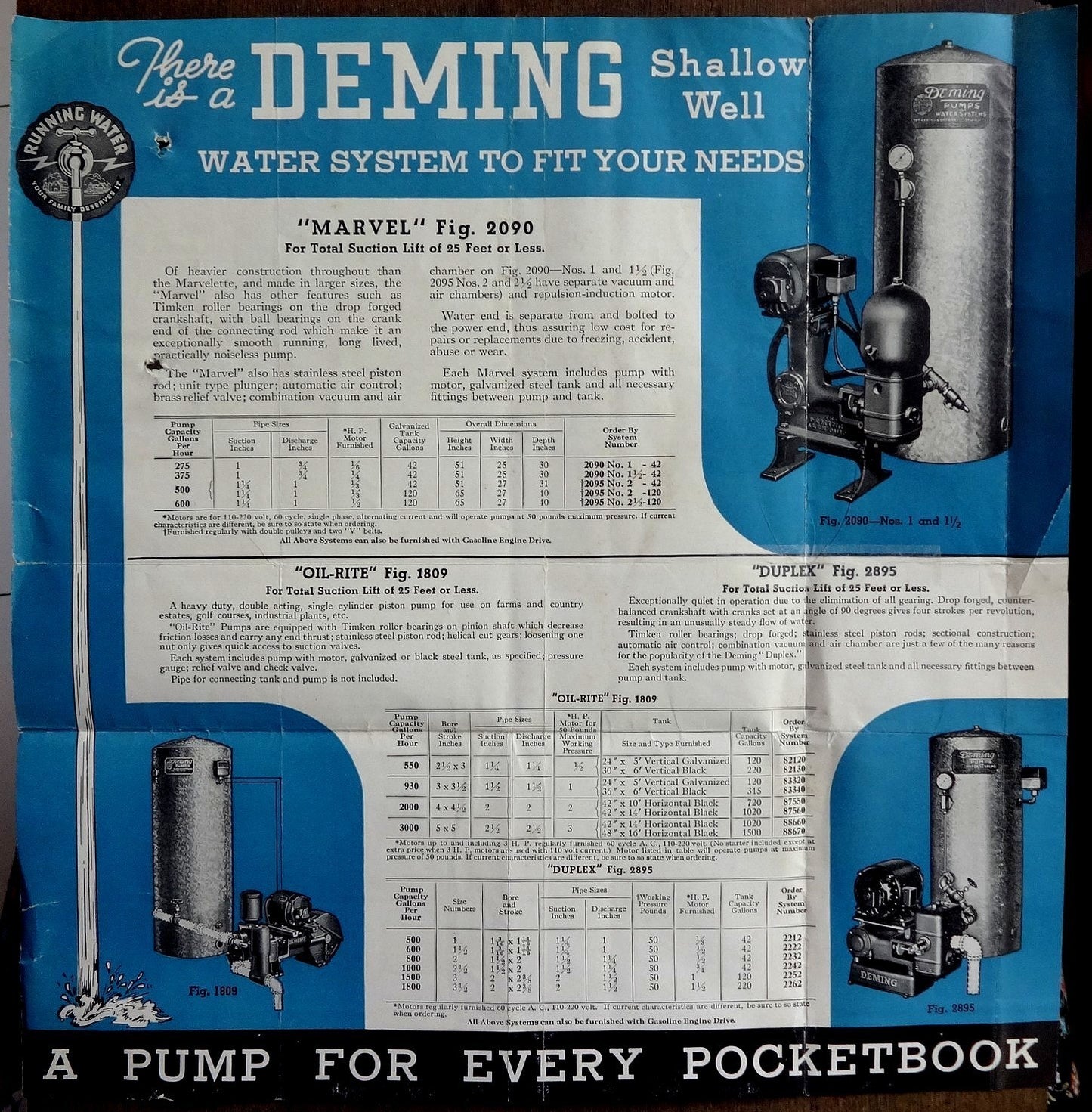 India 1939 advertisement leaflet for DEMING SHALLOW WELL PUMP