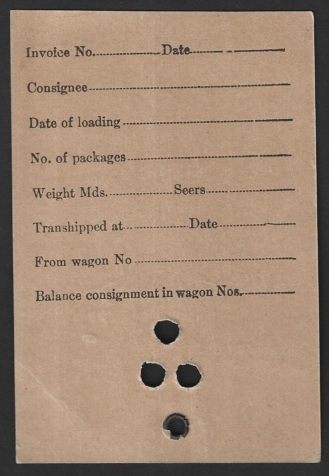 India 1933 Bikaner State Railway luggage tag