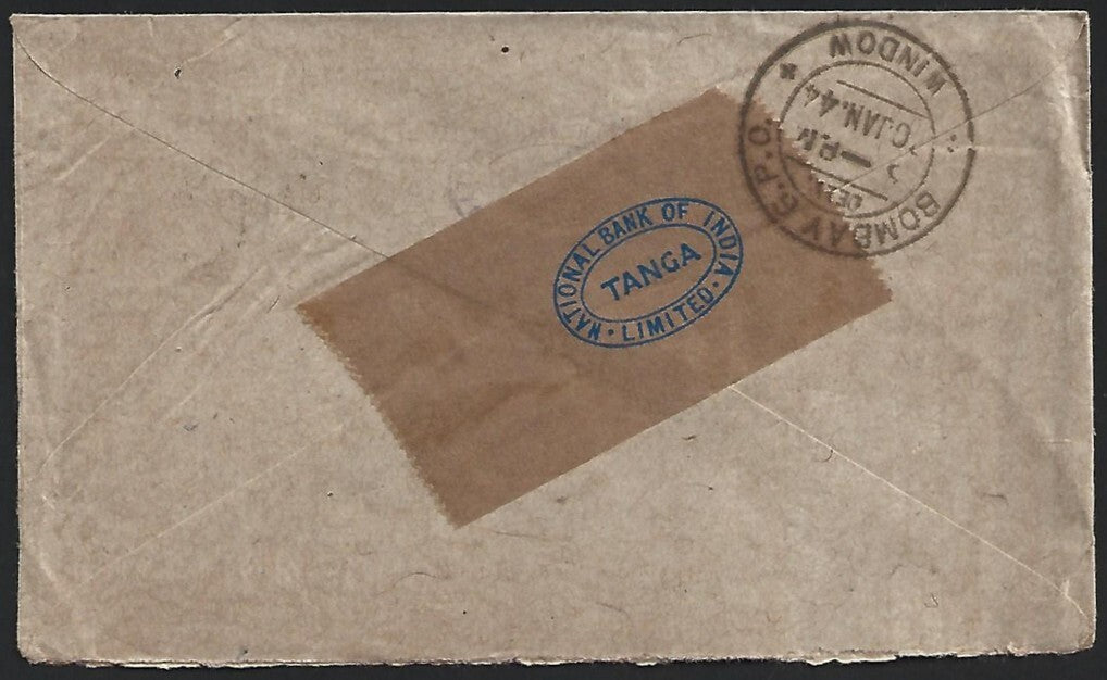 Kenya Uganda Tanganyika WW2 KGVI censored cover TANGA to India