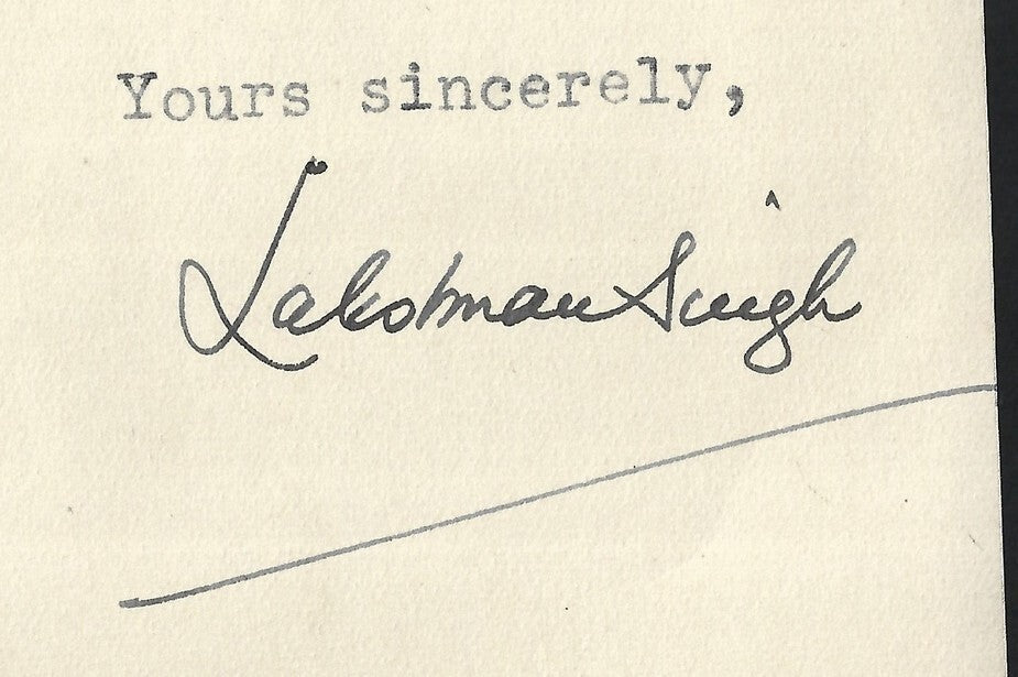 India DUNGARPUR STATE 1946 crested letter signed Maharaja Lakshman Singh