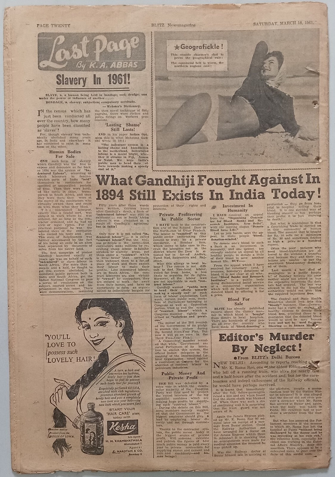 India BLITZ 18 Mar 1961 PAK STUDENTS IN "BATTLE TO DEATH" WITH THE AYUB RUMP…(R