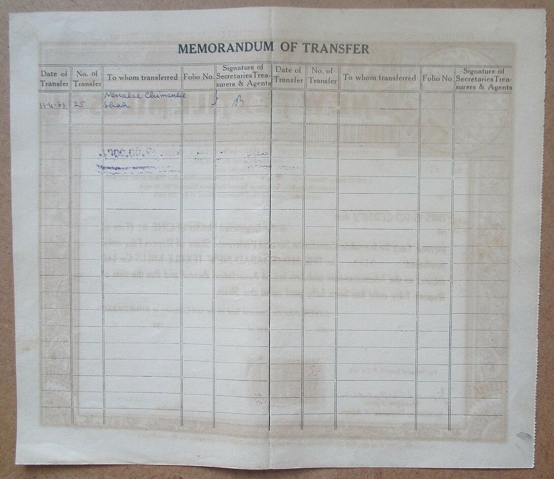 India The Ahmedabad New Textiles Mills Co. 1948 preference share certificate