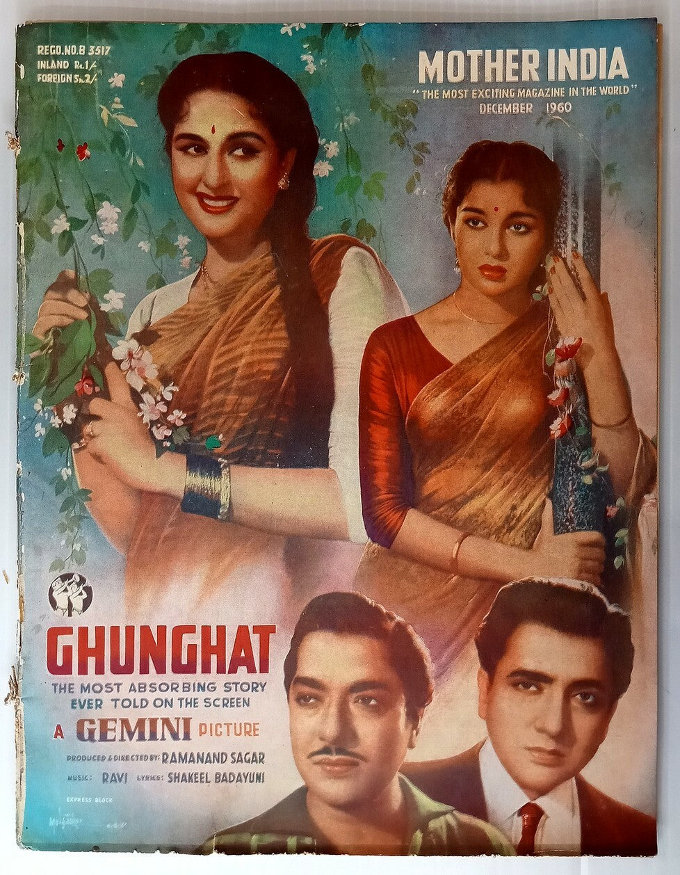 AOP Mother India (FILM INDIA) Dec 1960 issue GHUNGHAT cover