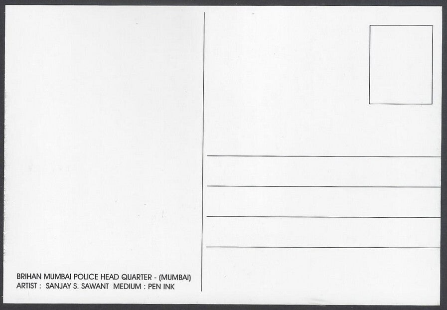 AOP India BOMBAY sketch postcard POLICE HEAD QUARTER
