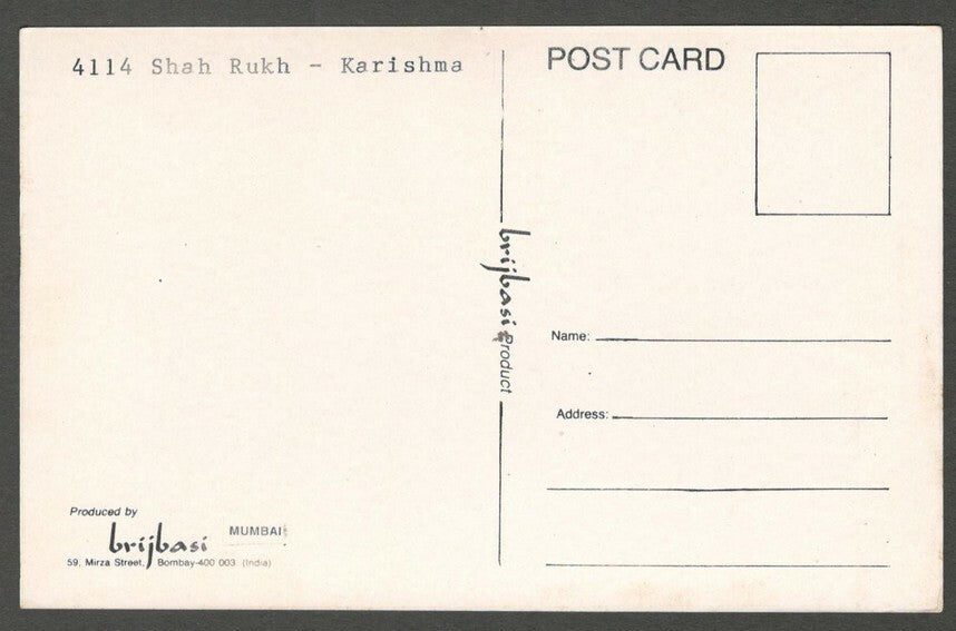 AOP India Bollywood SHAH RUKH KHAN & KARISHMA KAPOOR vintage postcard
