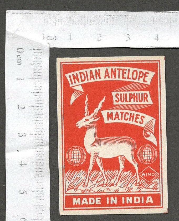 AOP INDIA ANTELOPE vintage Matchbox label