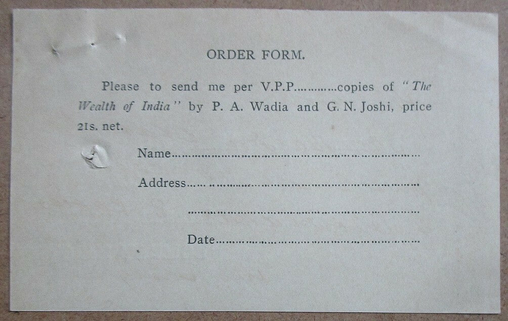 India 1926 letter signed author Pestonji Ardeshir Wadia + book ad