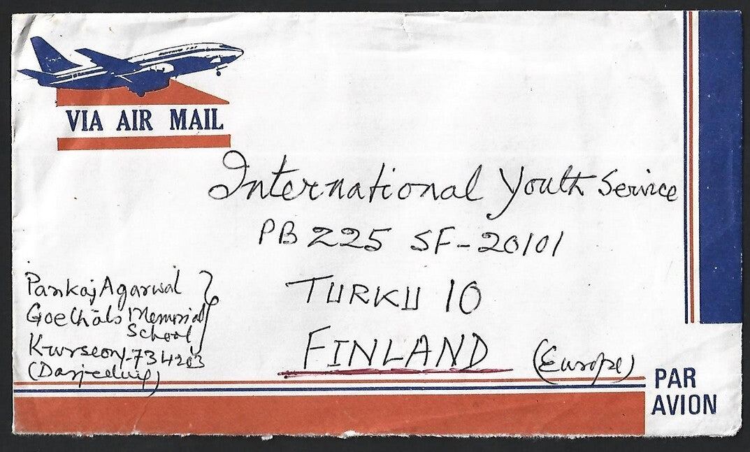 India 1984 President's Fleet Review se-tenant block of 4 on cover to Finland