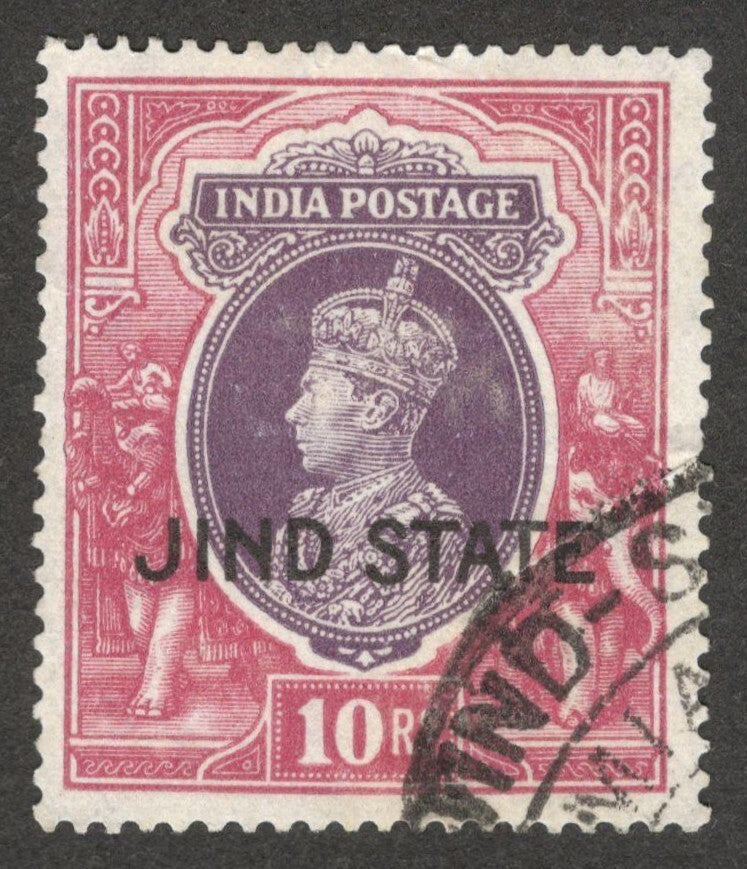(AOP) India JIND STATE KGVI 1937-38 10R used. SG 124 £150