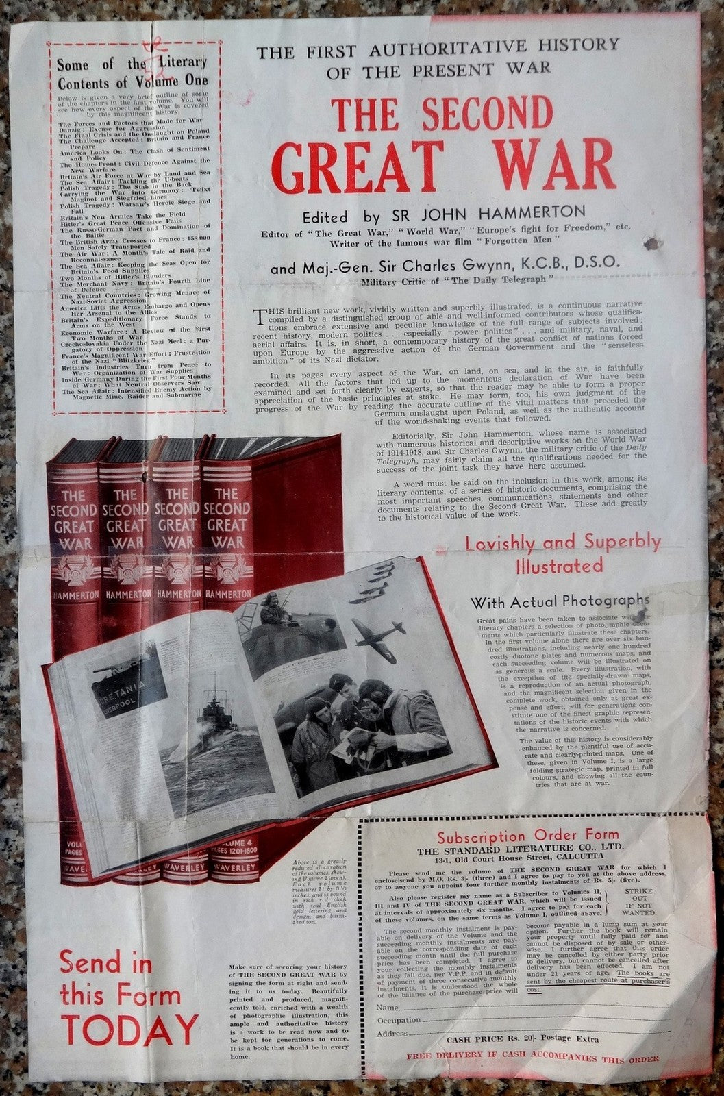 India 1943 Advertisement for the book THE SECOND GREAT WAR