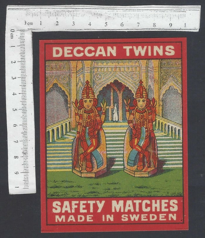 AOP India vintage packet size label Deccan Twins(Aswini Kumars) Made in Sweden