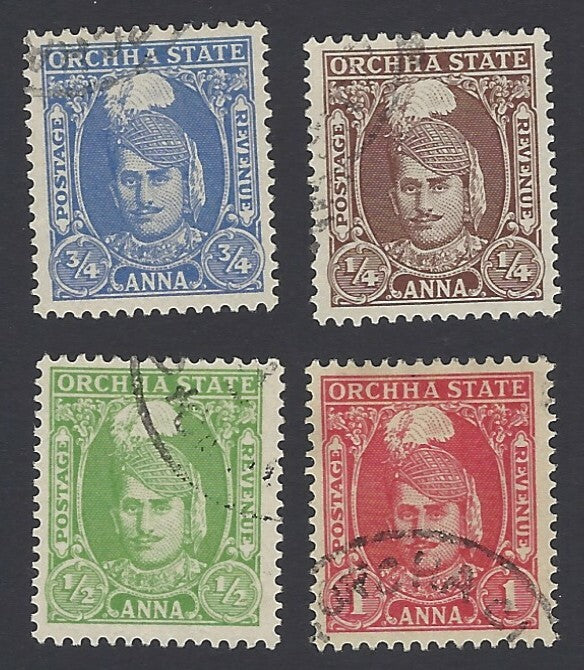 India Orchha State 1939-42 1/4a to 1a used SG 31-34 used £432.00