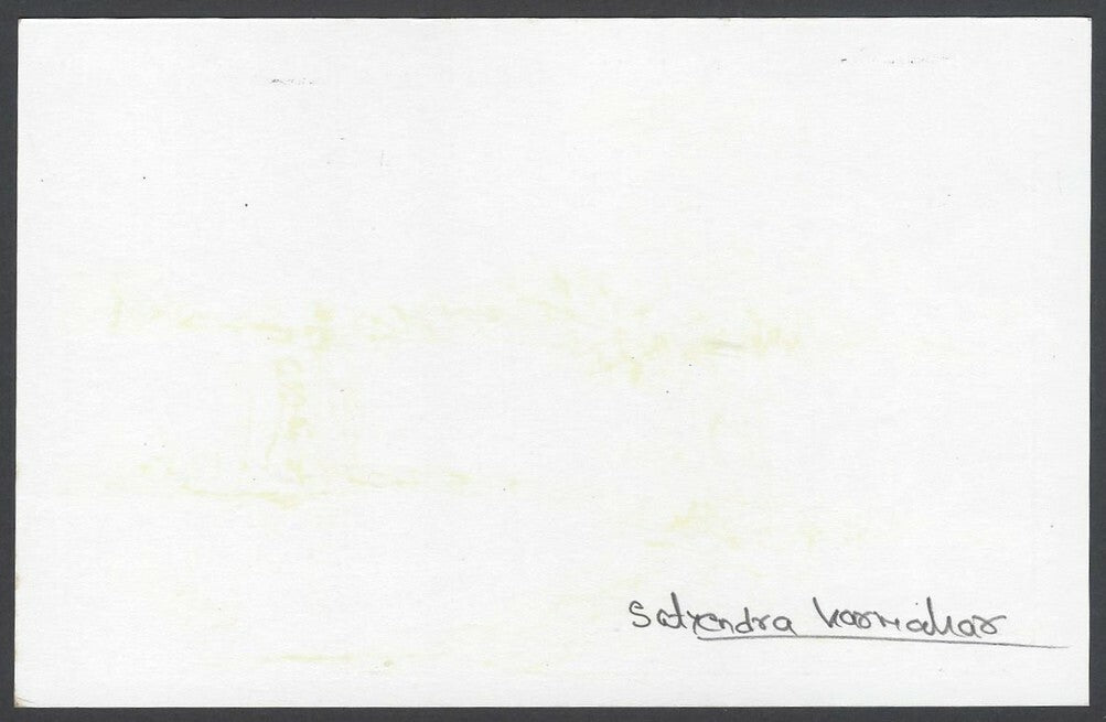AOP Satyindra Karmakar, Artist pen sketch on autograph card India
