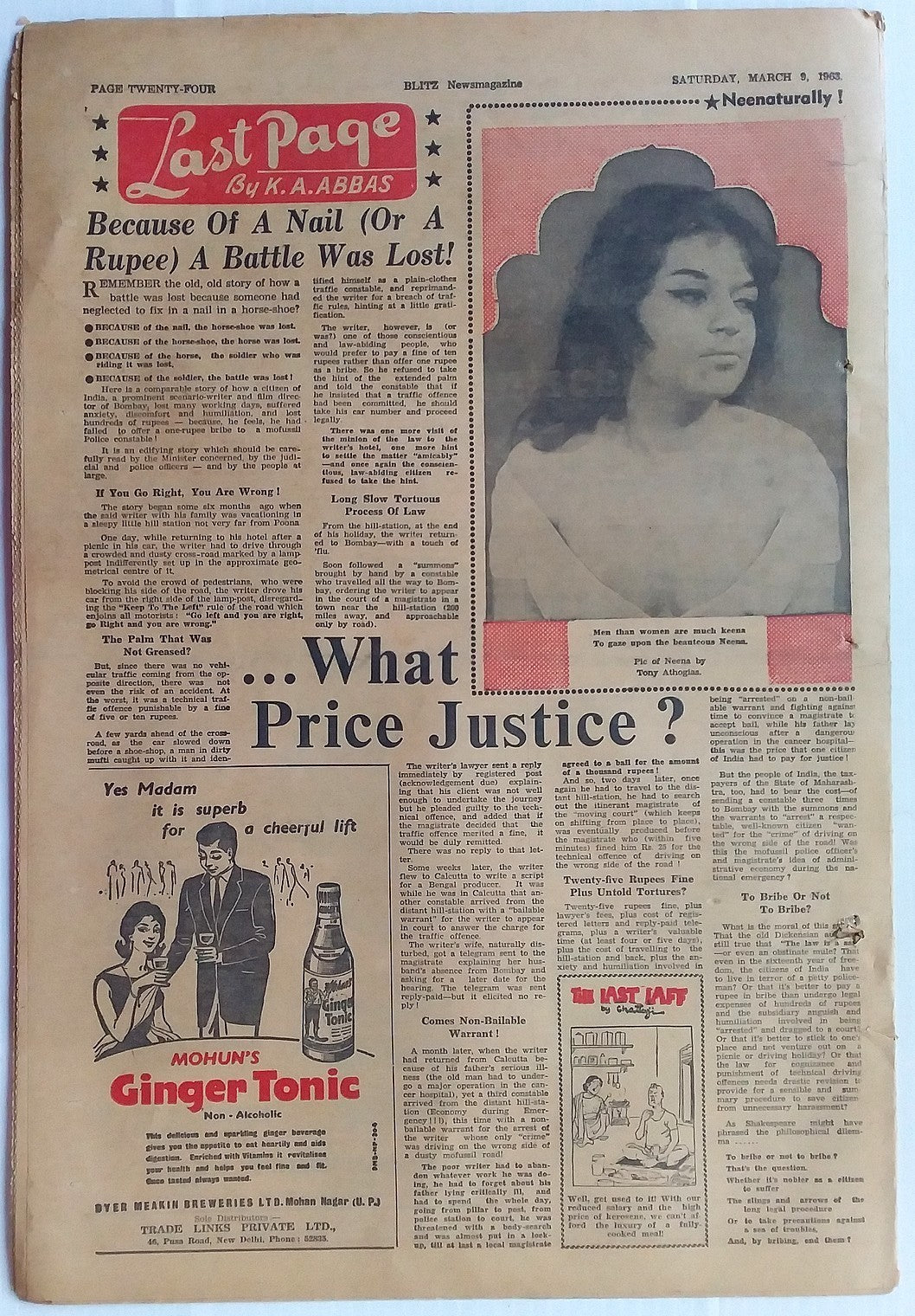 India Blitz March 1963 MINISTERS PATRONISE ANTI-INDIAN OUTRAGE!