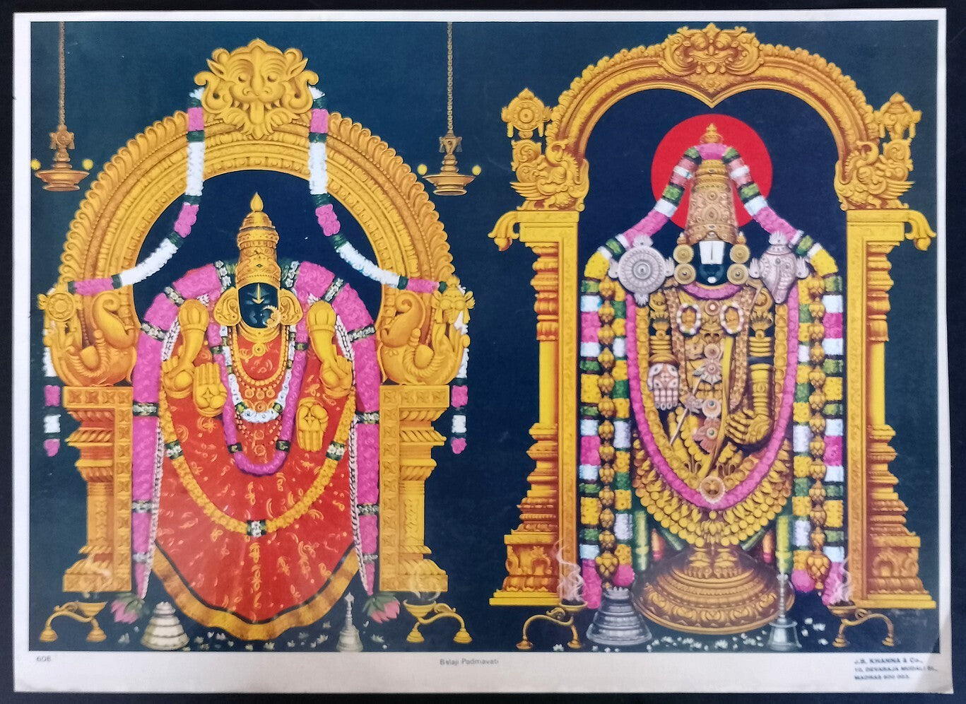 AOP India vintage poster BALAJI-PADMAVATI by J.B. KHANNA & Co. 9x13 inches