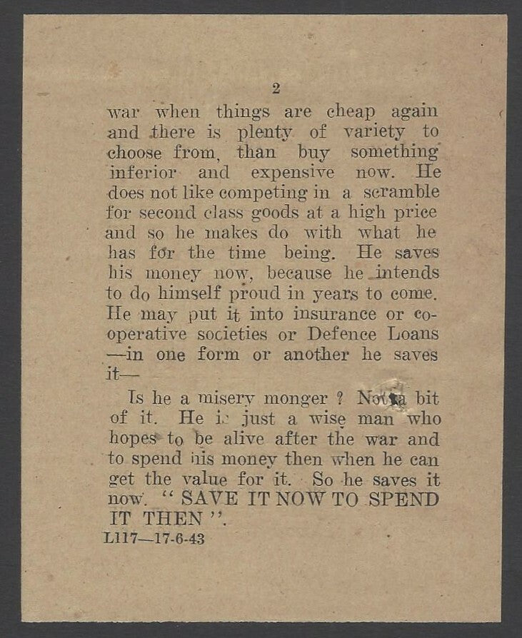 India 1943 WW2 National War Front Propaganda Leaflet Is He A Misery Monger?