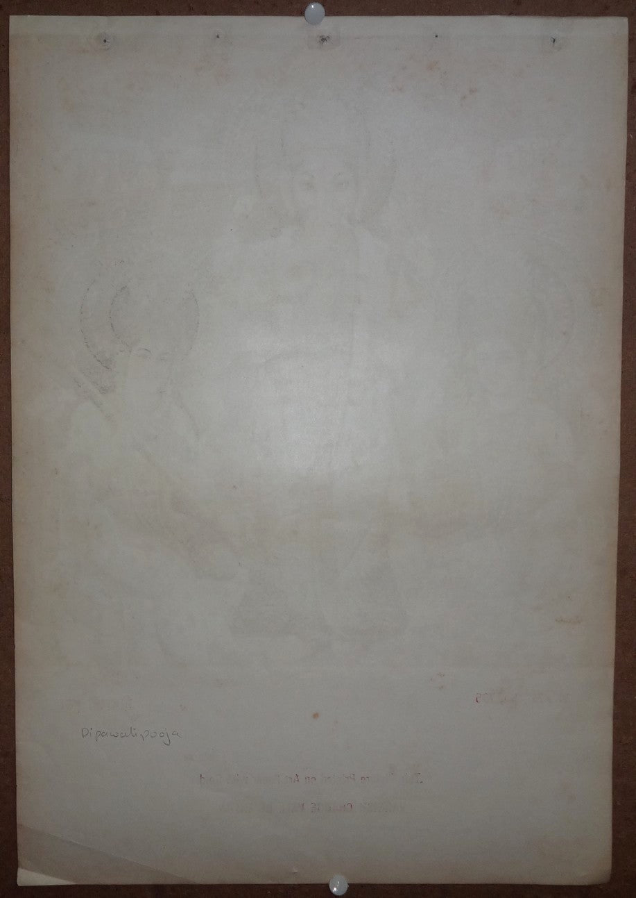 India Bengal 1940s gilt poster DIPAWALI POOJA 15” x 21.5” Ӝ