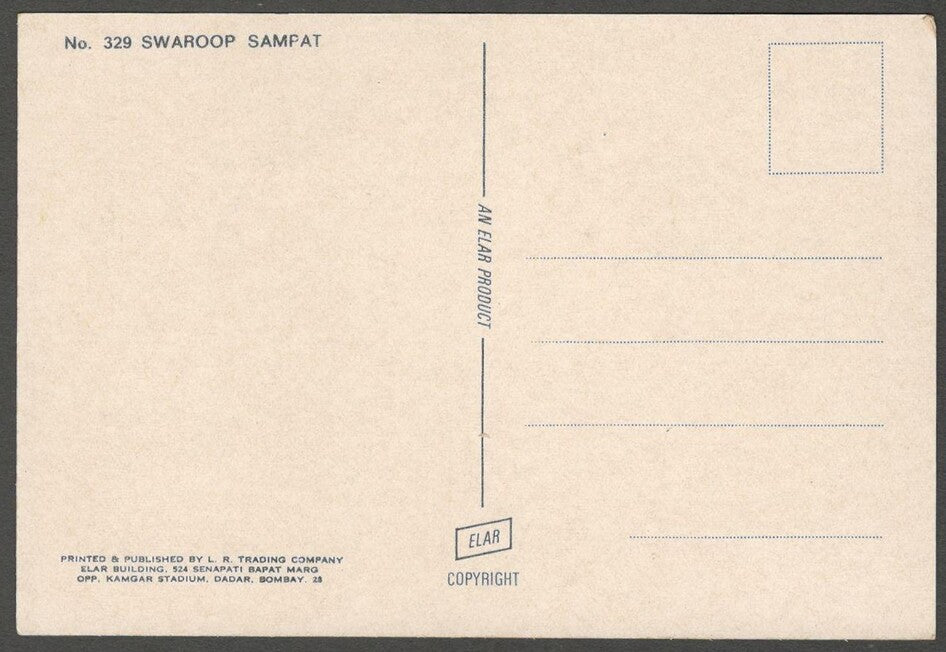 India Bollywood vintage postcard facsimile signature SWAROOP SAMPAT ELAR 329