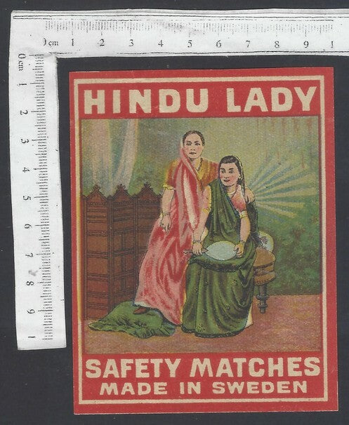 AOP India vintage packet size label Hindu Lady Made in Sweden