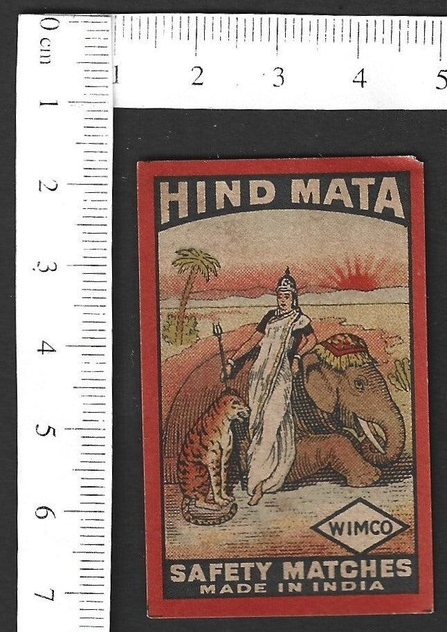India vintage matchbox label Hind Mata