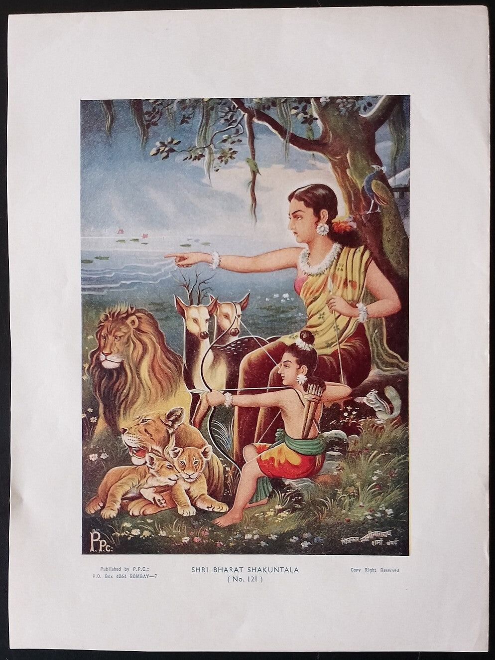 AOP India vintage poster c.1940s SHRI BHARAT SHAKUNTALA 7x6 inches