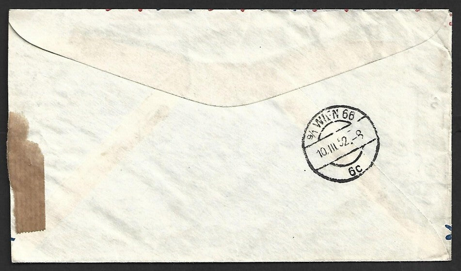 AOP India 1952 cover to Austria with Allied censor