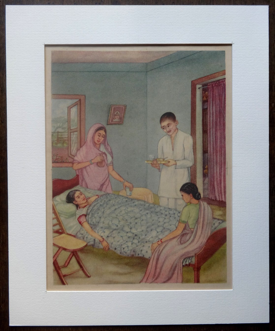 India Life of Gandhi print in card frame 8" x 10" F