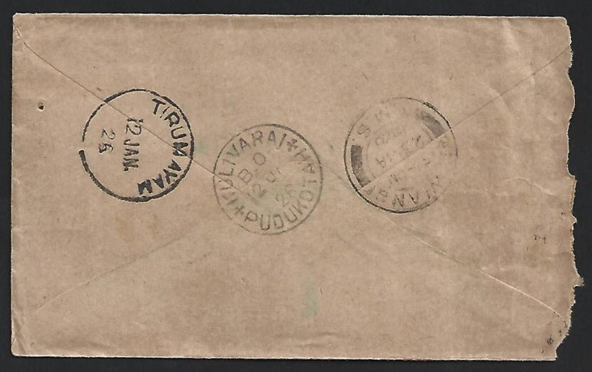 Malaya 1926 unpaid cover from India to RAWANG with postage due mark
