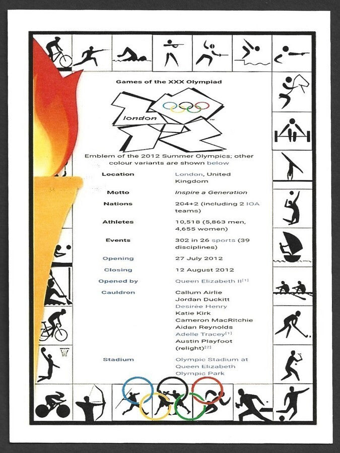 India 2024 Paris Olympics maxi card with 2012 Landon, UK Olympics cachet