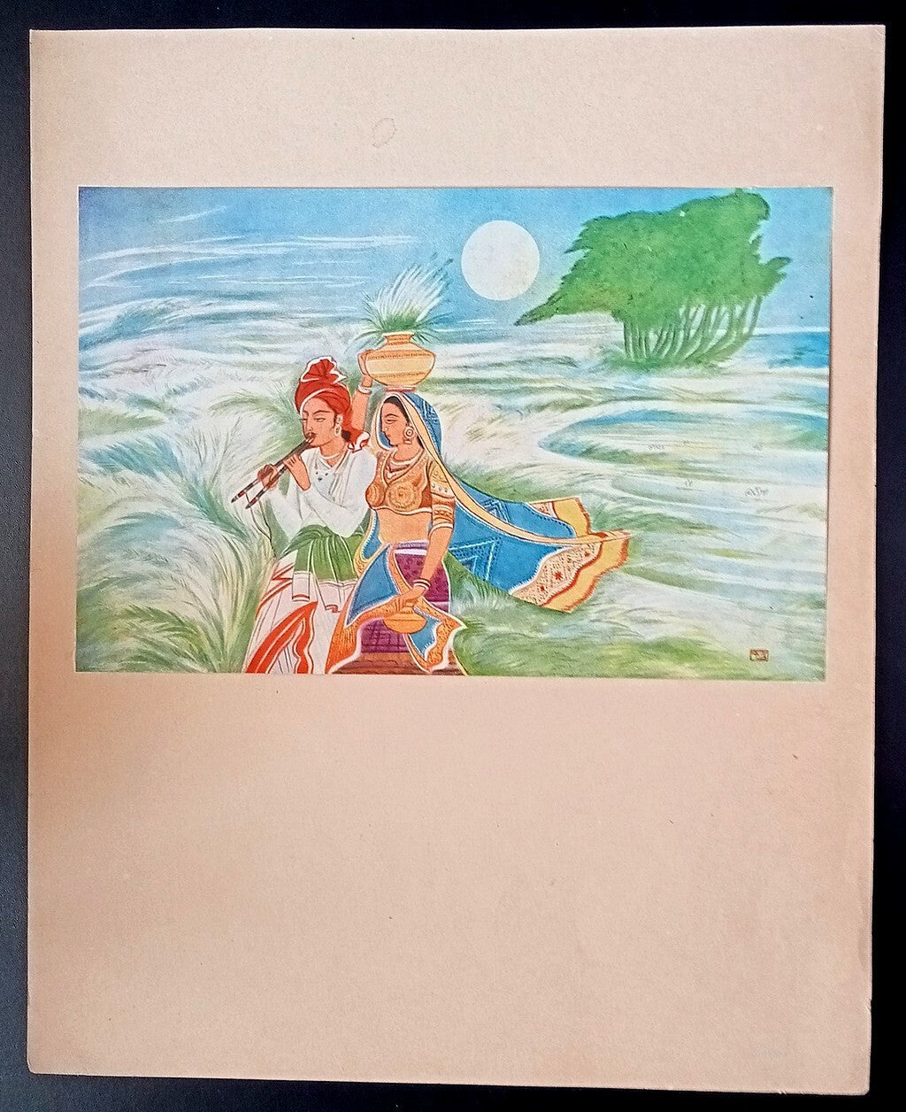 India vintage print SEASONS by KANU DESAI - Geet Govind series 11X13.5 inches