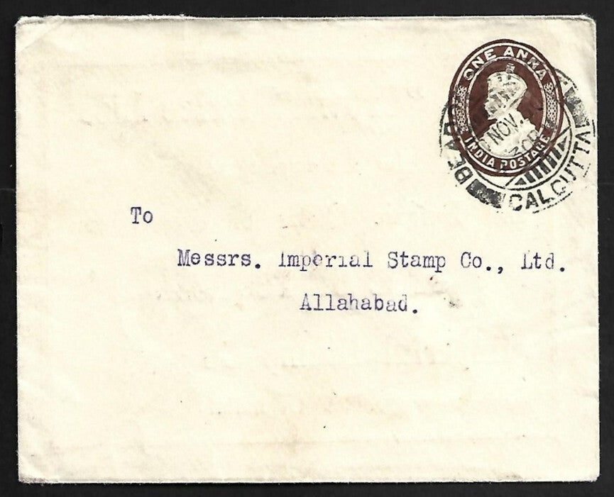 AOP India IMPERIAL STAMP CO. neat full back advertisement on KGV env 1930