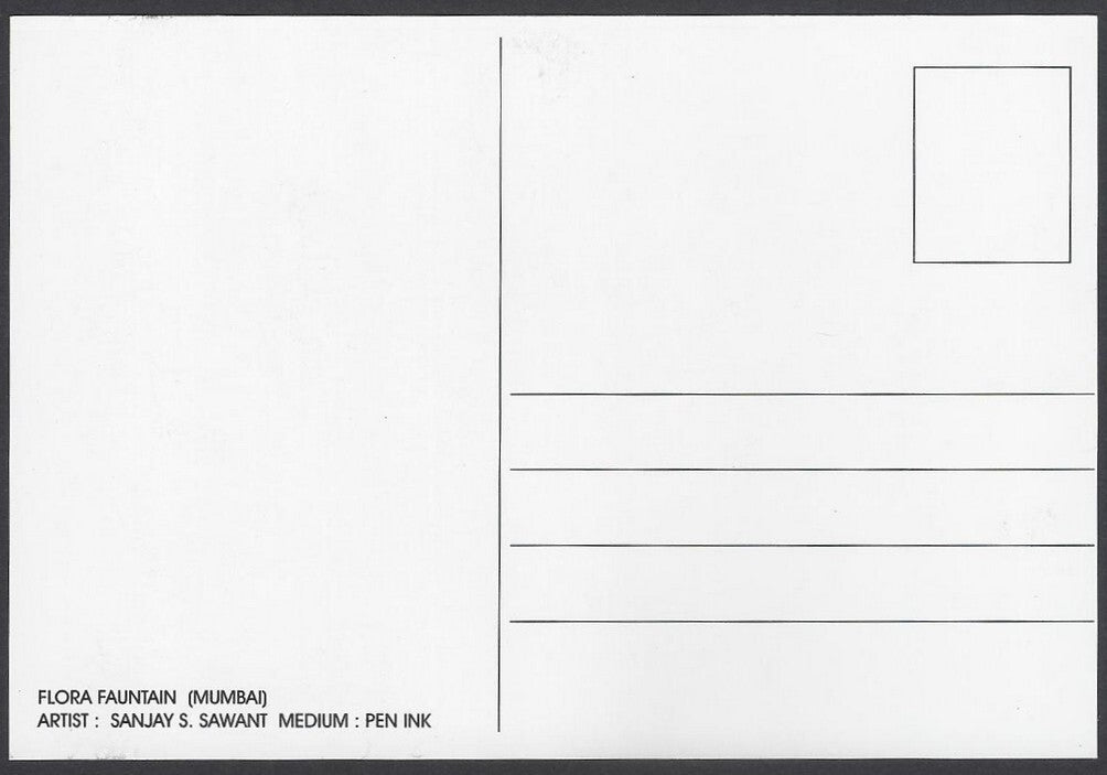 AOP India BOMBAY sketch postcard FLORA FOUNTAIN