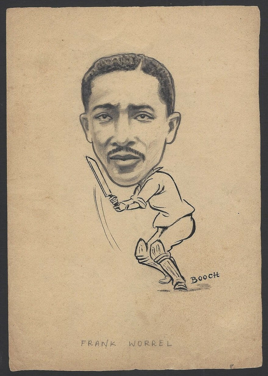 Cricket West Indies Frank Worrel c.1940s-50s sketch by cartoonist R Booch India