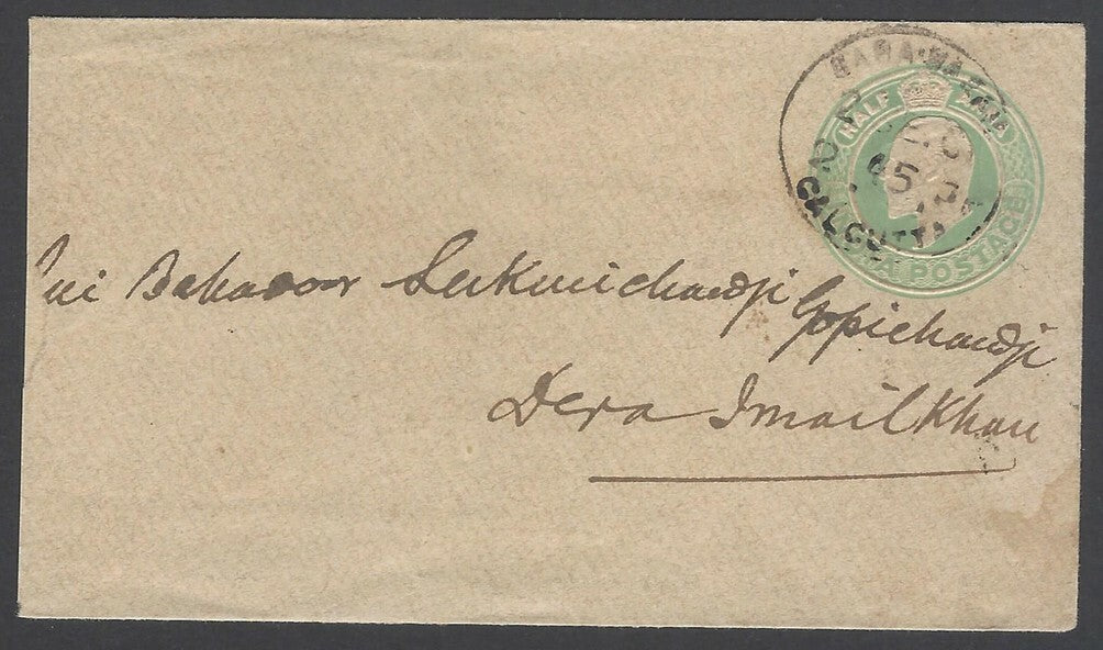 AOPIMT India KEdVII 1908 cover to DERA ISMAIL KHAN, NWFP
