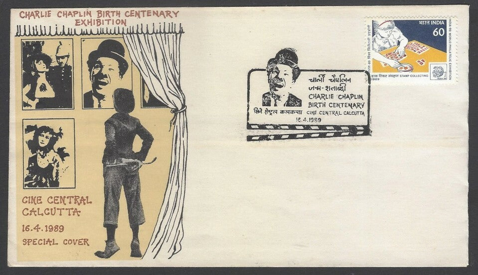 AOP India 1989 Charlie Chaplaion Centenary Special cover