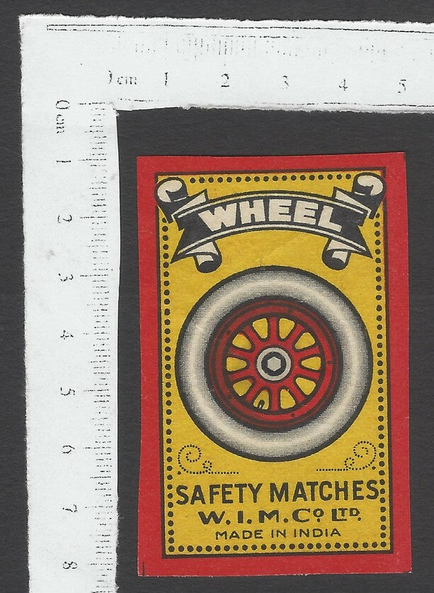 AOP India vintage matchbox label Wheel by W.I.M. Co. Ltd