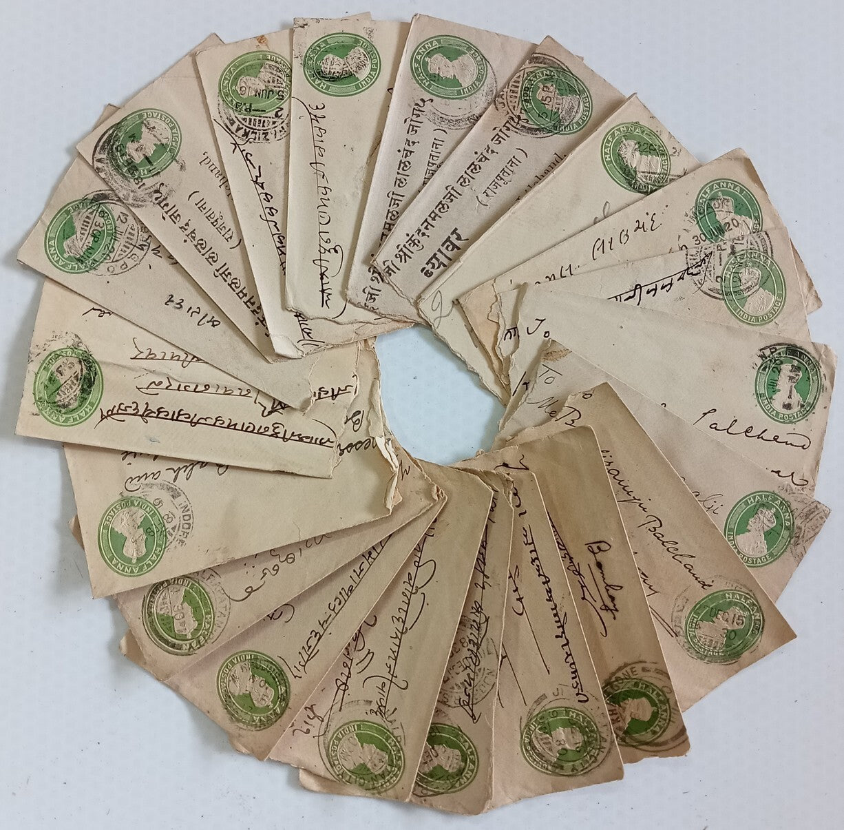 AOP India KGV 1/2a green envelopes x 100 selected for condition WHOLESALE