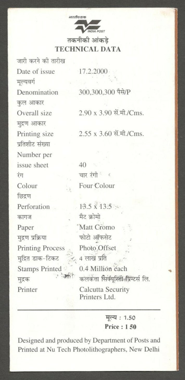 India 2000 Socio Political Personalities first day used brochure