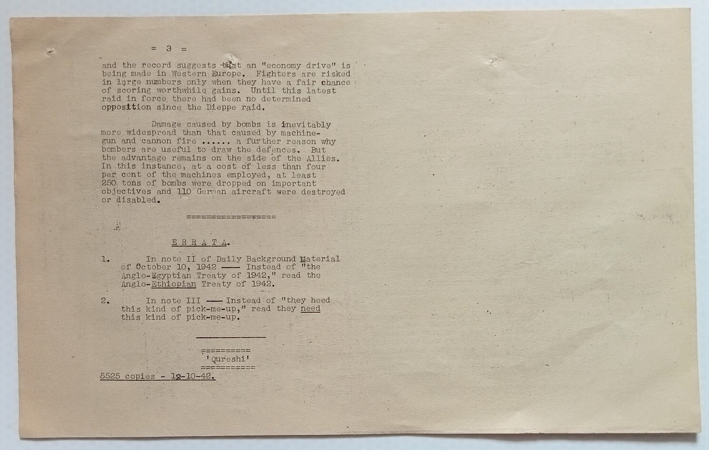 India WW2 National War Front DAILY BACKGROUND MATERIAL leaflet FASCIST PARTY
