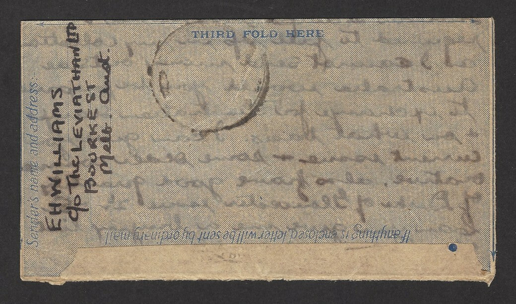 Australia KGVI 7d aerogramme to India censored 1945